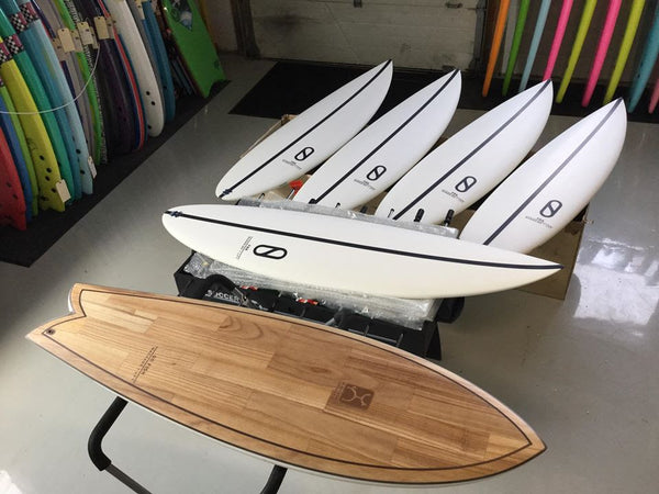 Some of the latest Firewire Surfboards designed by Slater and Machado.