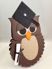 Wise owl graduation card made with cardstock.