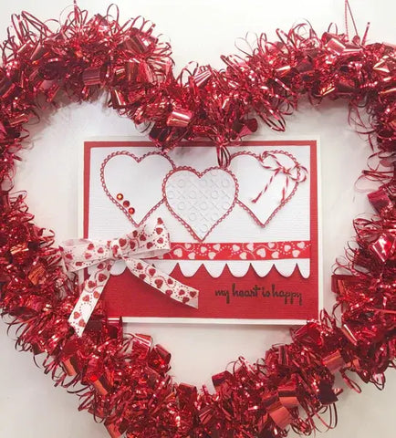 Die cut Valentine's Day card with ribbon
