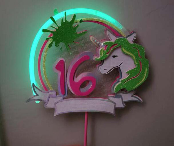 light up neon cake topper in dark