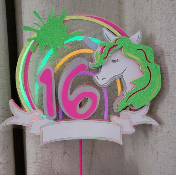 light up neon cake topper