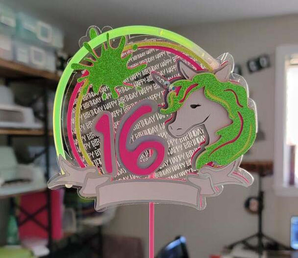 neon cake topper 