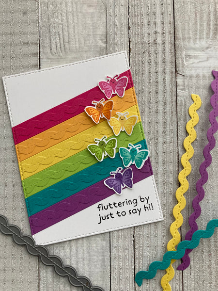 rainbow strip card on a white background