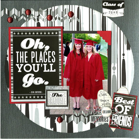 Graduation scrapbook page "Oh the places you will go".