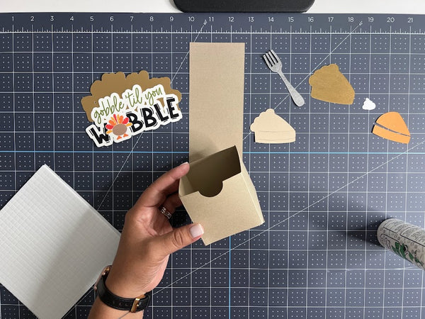making a paper box for Thanksgiving favors