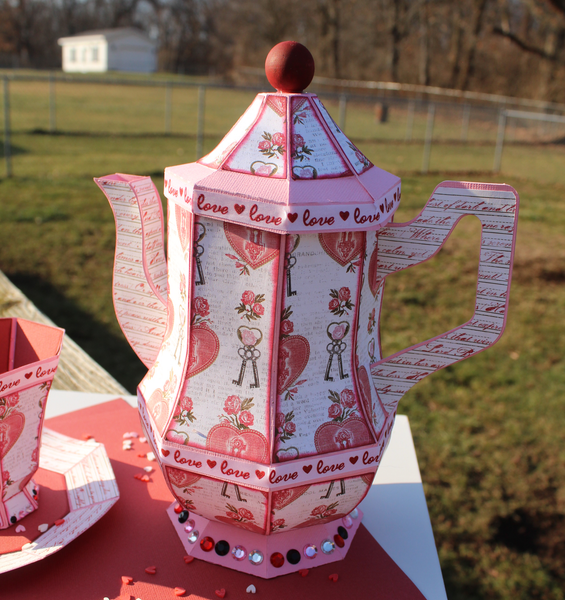 valentine's day paper teapot with files from Dreaming Tree