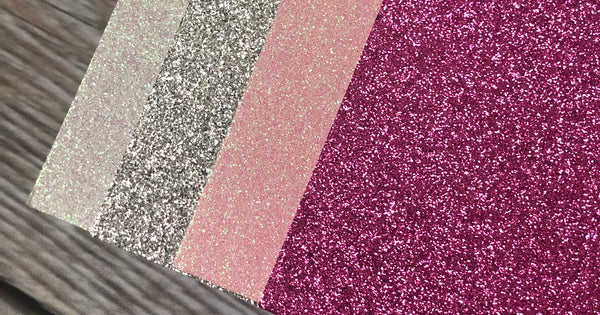 white, silver, pink and hot pink glitter paper