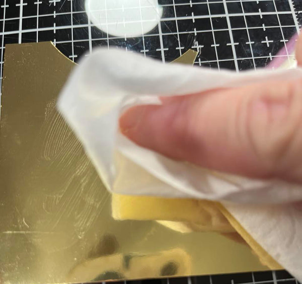 cleaning off foil with a baby wipe