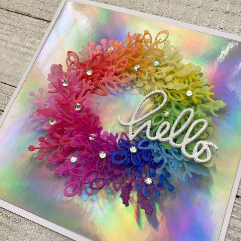 rainbow vellum card with holographic foil paper 