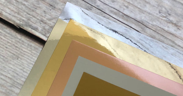gold, silver and rose gold foil cardstock