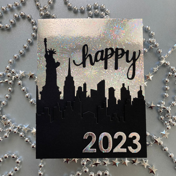 handmade card featuring holographic cardstock