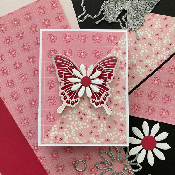 handmade card with a butterfly die cut