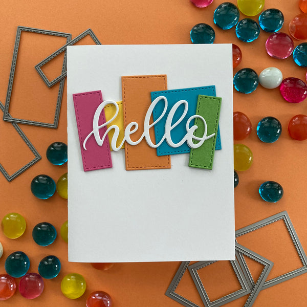 hello card using rectangle dies and cardstock