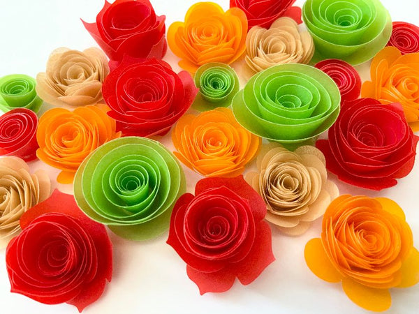 rolled paper flowers made of vellum