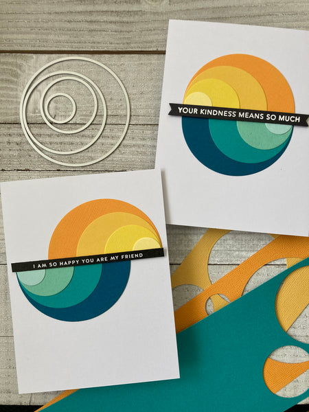 Handmade card with monochromatic circles 