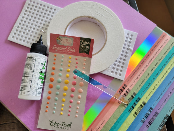 supplies for a cardstock cake topper 
