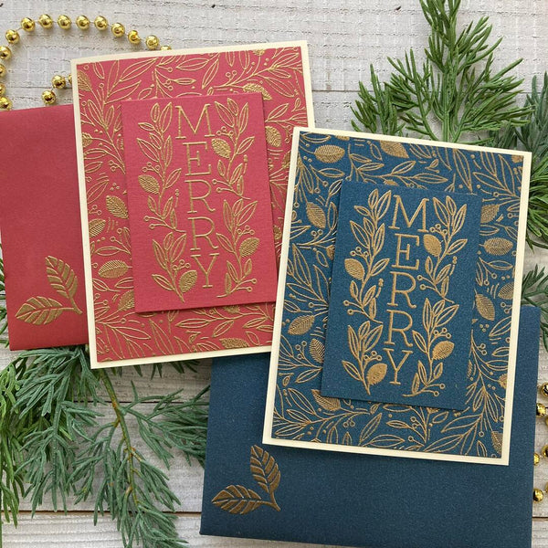 handmade Christmas cards with gold embossing
