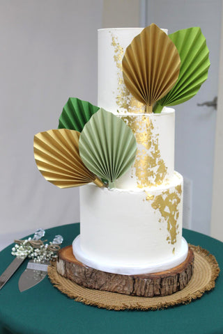 how to make a paper palm leaf cake topper