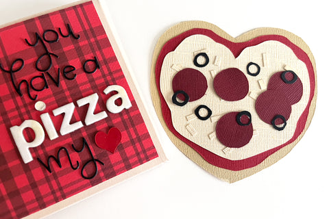 Mini pizza box handmade Valentines Day card
