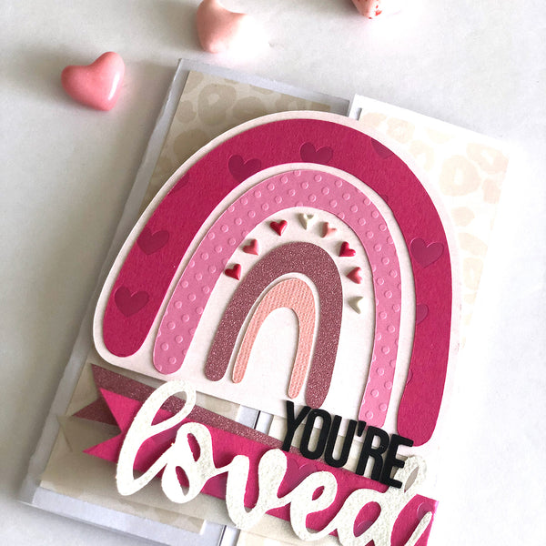 Rainbow Heart Handmade Valentine Card