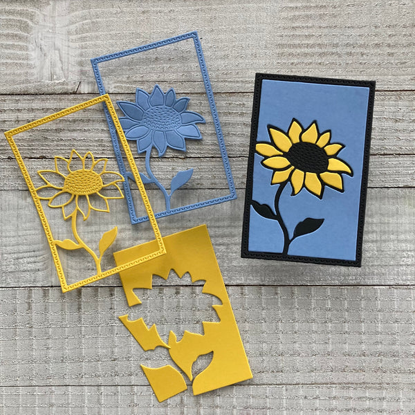 sunflower die cut scraps made into a handmade card