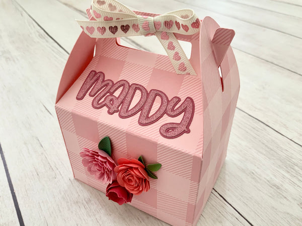 personalized valentine gable box with paper flowers 