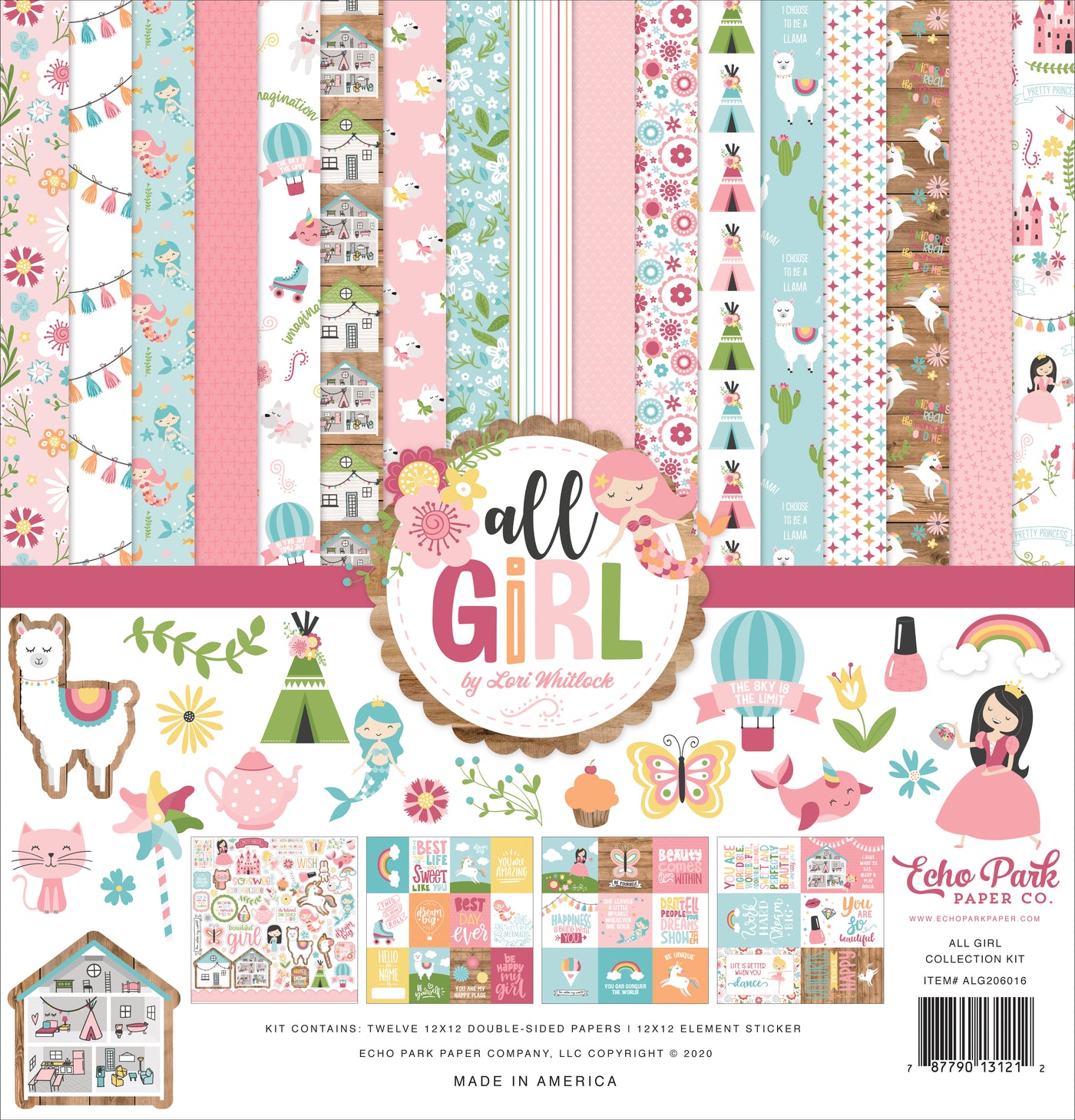 Twelve 12x12 double-sided designer sheets with creative patterns featuring florals, butterflies, storks, and all the love for a little girl. Archival quality and acid-free.