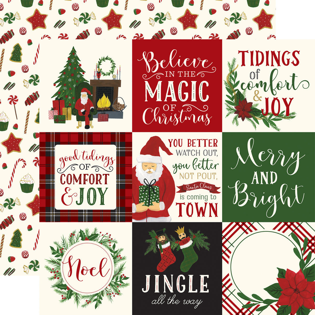 CHRISTMAS 4x4 JOURNALING CARDS - 12x12 Double-Sided Patterned Paper - Echo Park