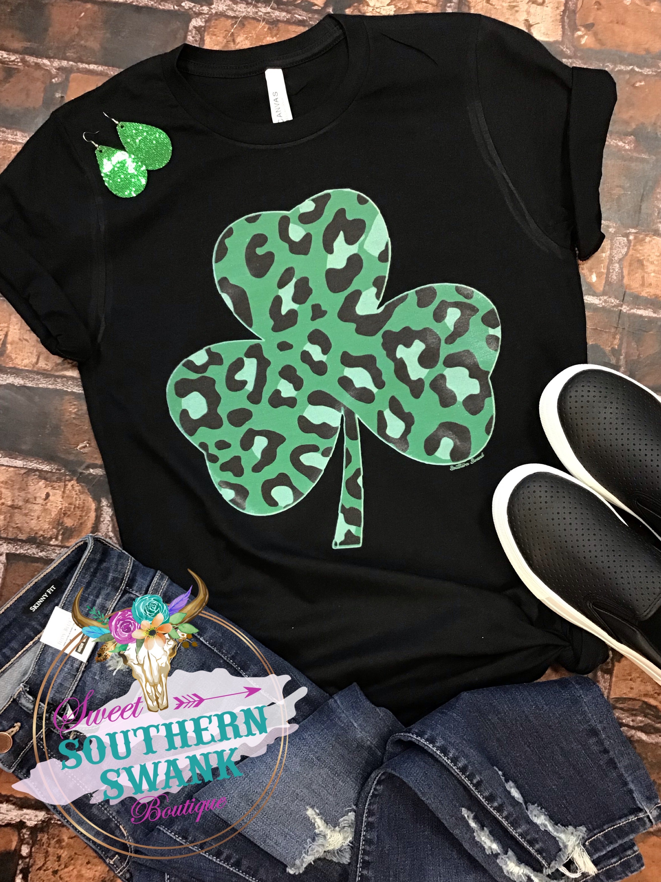 St. Patrick's Day Leopard Print Shamrock T-Shirt - Southern Made Tees