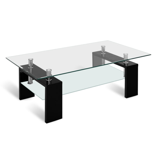 2 Tier Glass Coffee Table - Black | Afterpay | zipPay ...