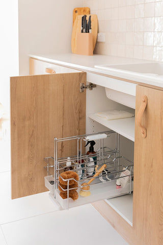 Installed Portero Set II in under sink cabinet