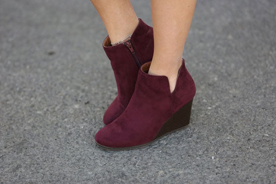 wine red wedge ankle boots