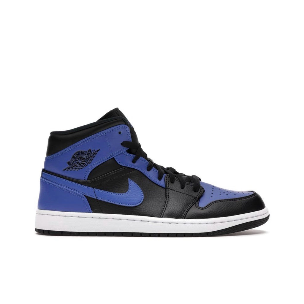 jordan 1 mid black royal tumbled leather