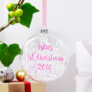 Baby S First Christmas Personalised Iridescent Bauble Olivia Morgan Ltd