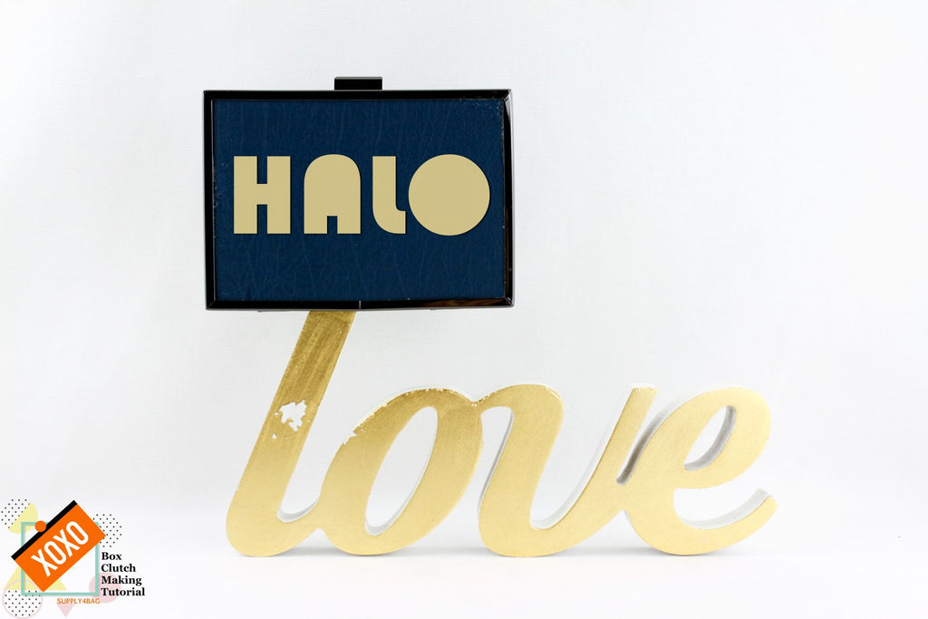 Halo monogrammed box clutch