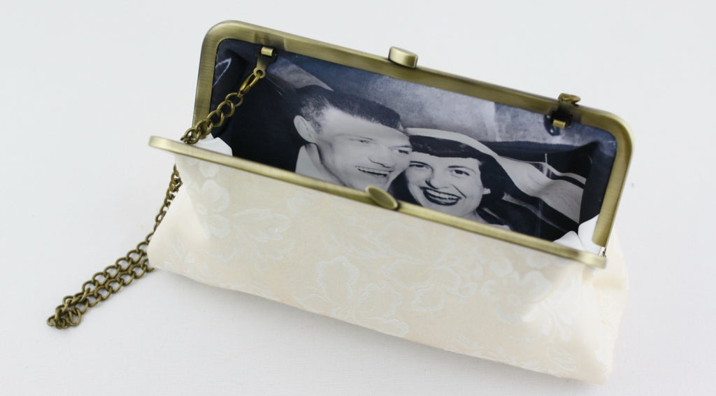 vintage photo wedding clutch purse