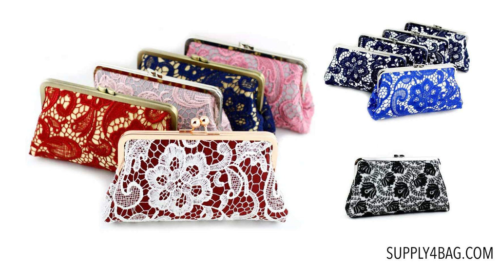 Use our embroidered laces and ribbon for making clutches