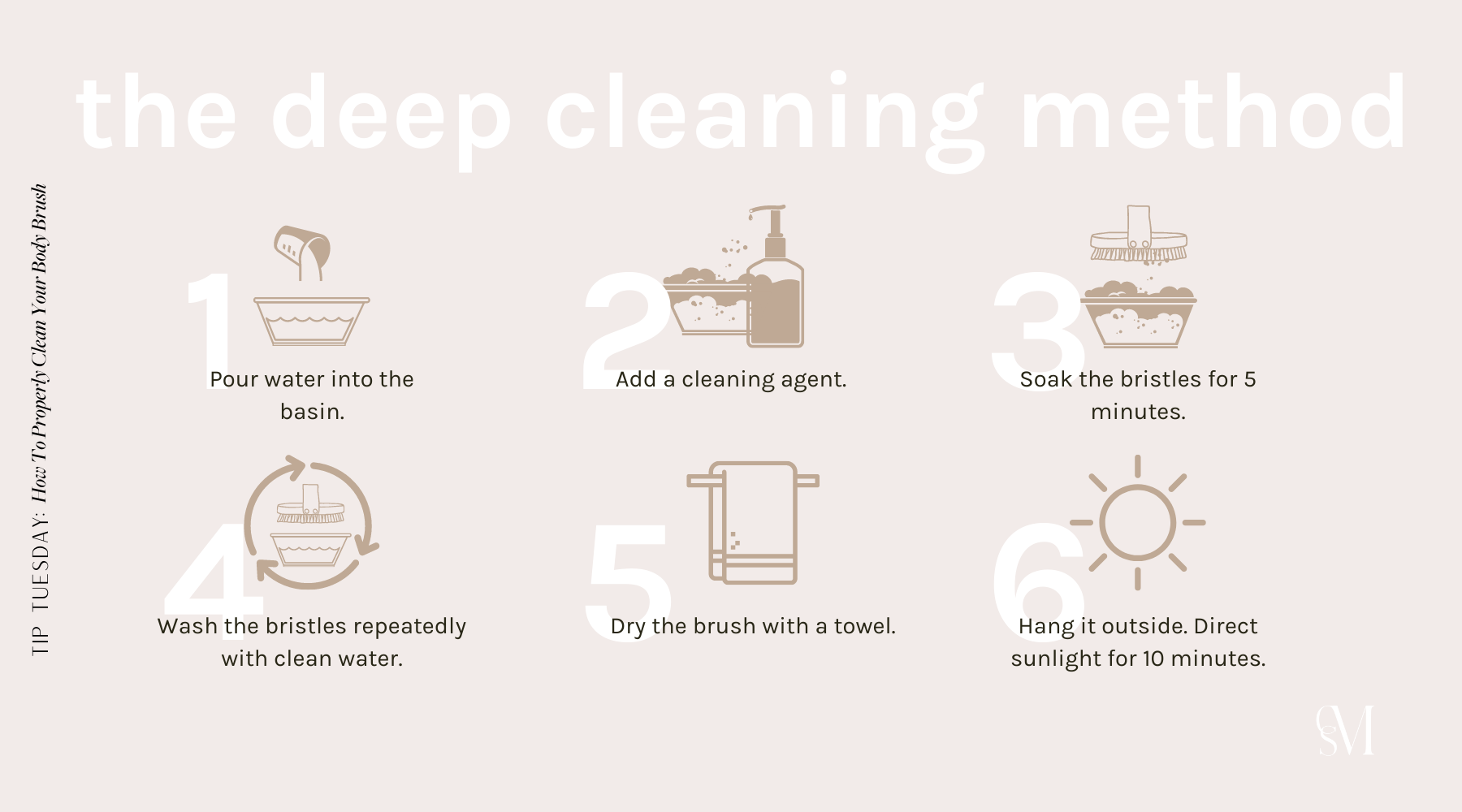 The deep cleaning method for your body brush. 