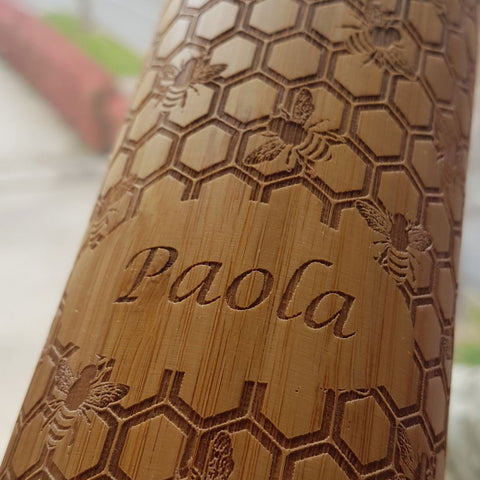 My Honey Wood Thermos Water Bottle with YOUR NAME by Litha Creations France