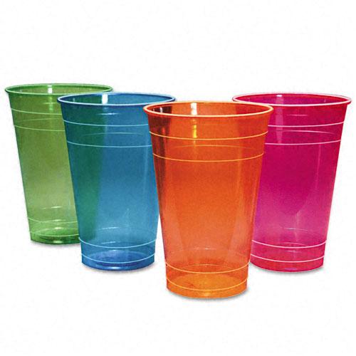 colored plastic cups