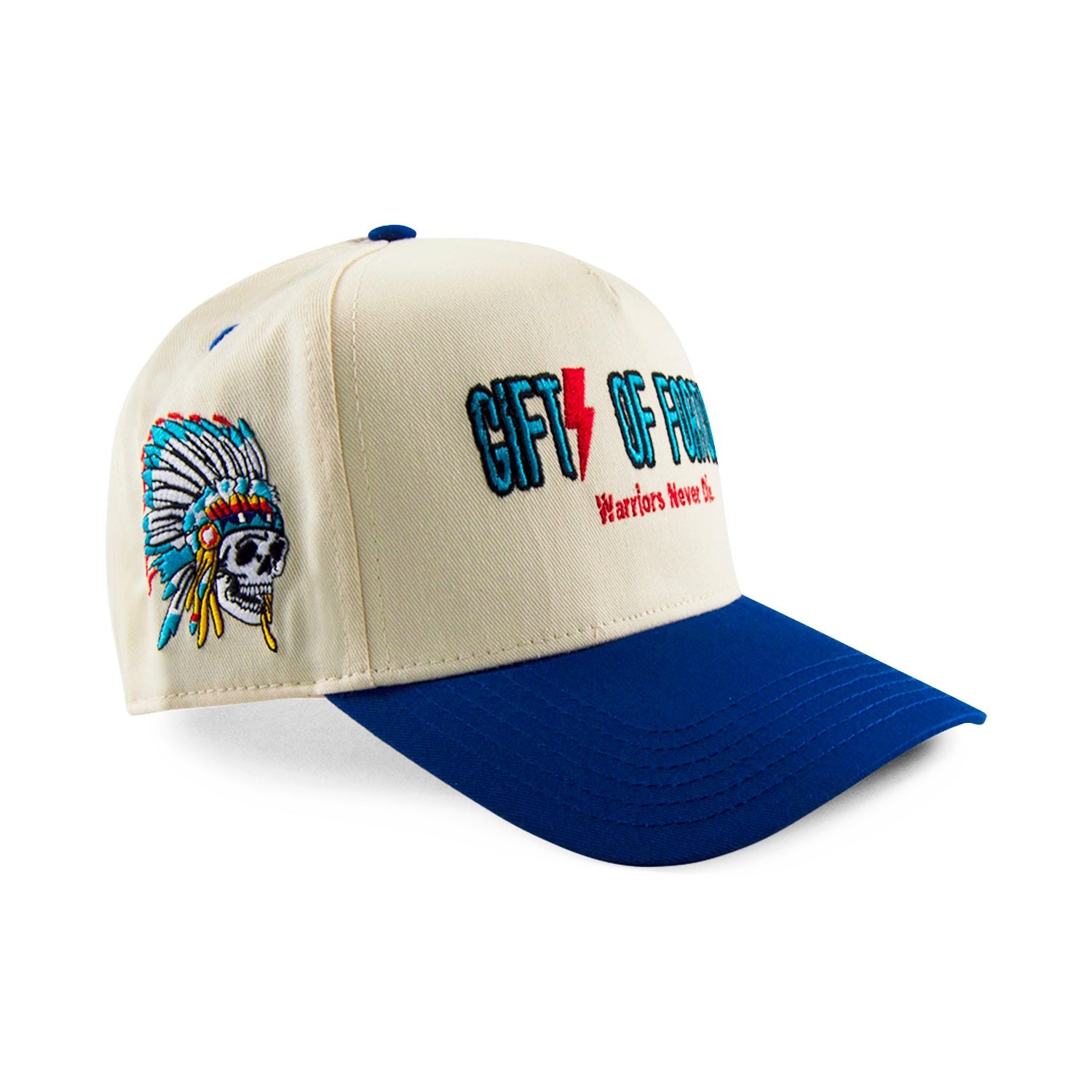 Cream/Blue Indian Warrior Trucker