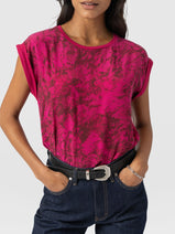 Turn Up Contrast Tee - Pink Marble Nav Image 3