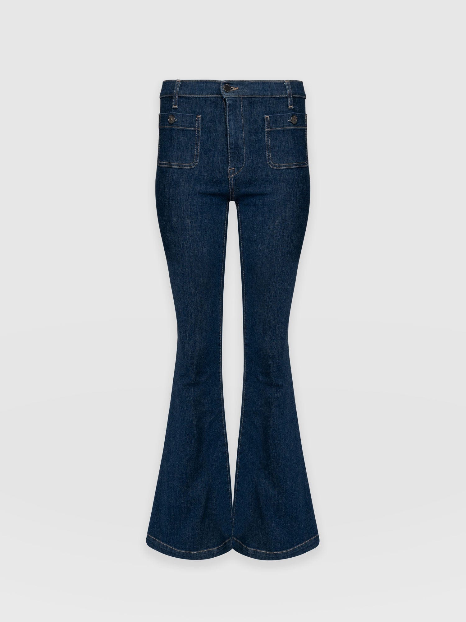 Bowie Stretch Flare Jeans Mid Blue - Women's Jeans | Saint + Sofia® USA ...