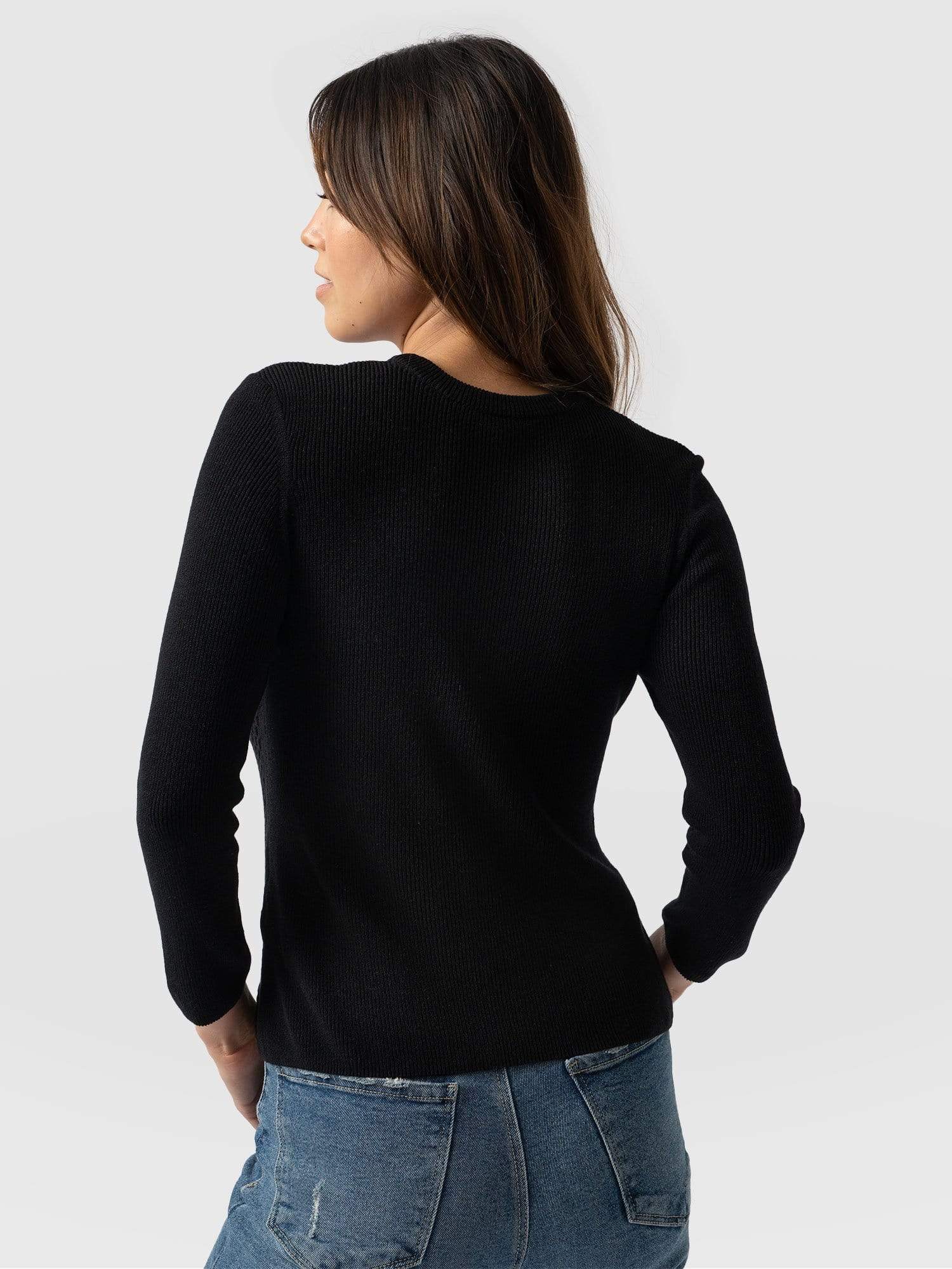 Honeycomb Rib sweater Black - Women's Sweaters | Saint + Sofia® USA ...