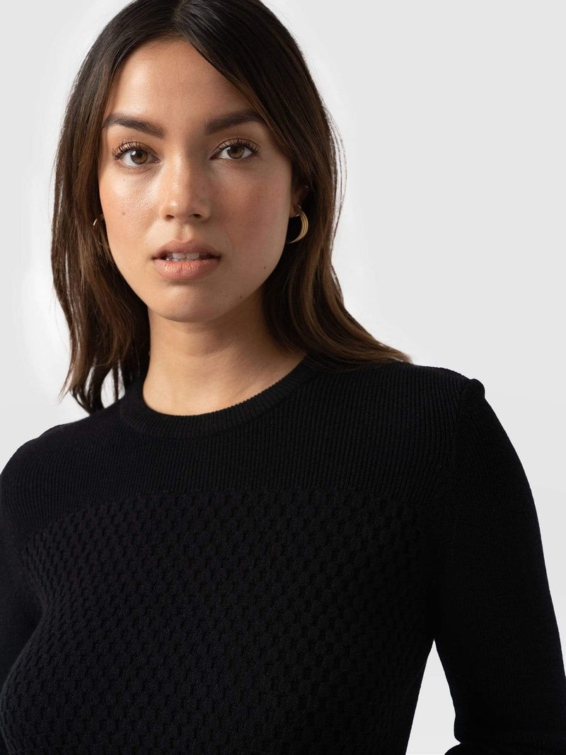 Honeycomb Rib sweater Black - Women's Sweaters | Saint + Sofia® USA ...