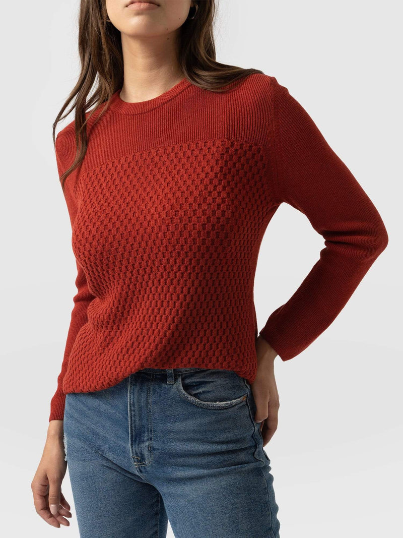 Honeycomb Rib sweater Orange - Women's Sweaters | Saint + Sofia® USA ...
