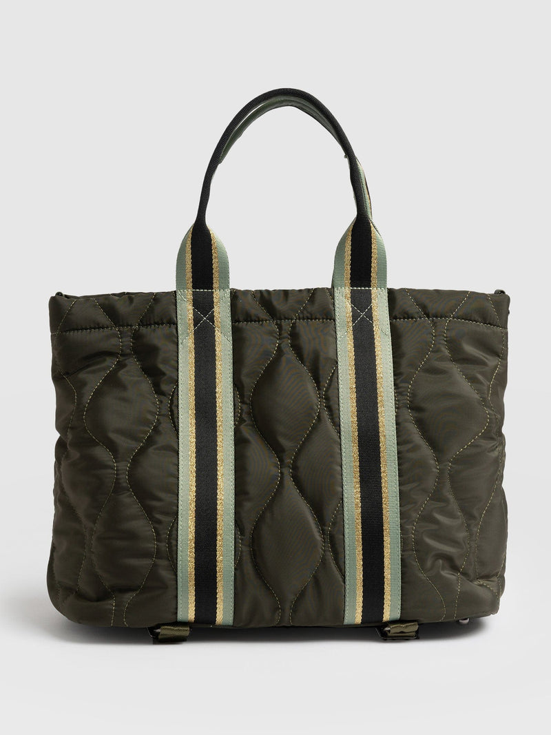 Quilted Tote Bag Khaki - Women's Tote Bags | Saint + Sofia® USAA ...