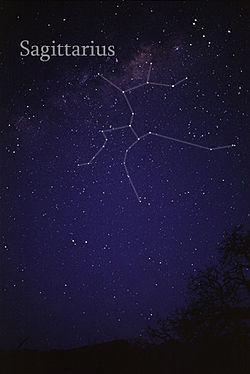 Sagittarius zodiac constellation in the night sky