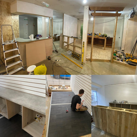 Constructing the counter and Japan inspired area at the Piranha Project