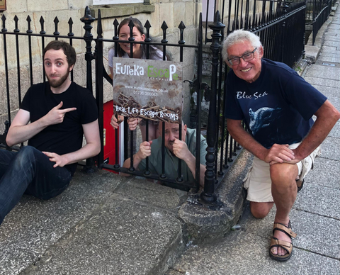 Some of the Happy Piranha Team at the Eureka Escape Rooms in Truro, Cornwall | Happy Piranha